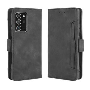 huismerk Voor Samsung Galaxy Note20 Ultra Wallet Style Skin Feel Calf Pattern Leather Case met aparte kaartsleuf (zwart)