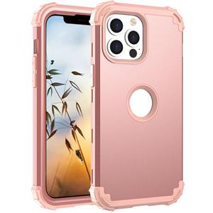 huismerk 3 in 1 schokbestendige pc + Siliconen beschermhoes voor iPhone 13 Mini (Rose Gold)