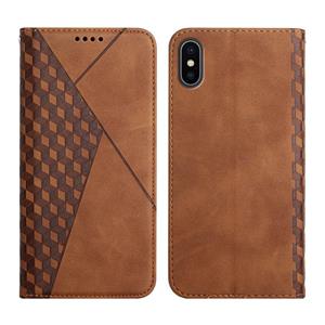 huismerk Diamond Pattern SPLICING Skin Feel Magnetic Horizontal Flip Lederen Case met Kaart Slots & Houder & Portemonnee voor iPhone XR (Brown)