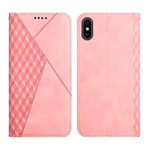 huismerk Diamond Pattern Splicing Skin Feel magnetische horizontale flip lederen geval met kaart slots & houder & portemonnee voor iPhone XR (rose goud)