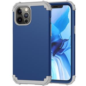 huismerk 3 in 1 schokbestendige pc + Siliconen Beschermhoes voor iPhone 12 Pro Max (Navy Blue + Gray)