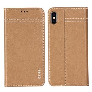 Voor iPhone XS/X GEBEI top-nerf leder horizontale Flip beschermende case met houder & kaartsleuven (kaki)