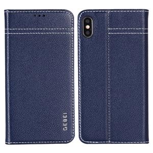 Voor iPhone XS/X GEBEI top-nerf leder horizontale Flip beschermende case met houder & kaartsleuven (blauw)