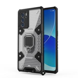 azns Voor Oppo Reno6 Pro Space PC + TPU Ringhouder Beschermhoes