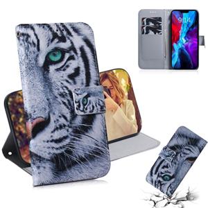 huismerk Gekleurde tekening horizontale flip lederen tas met houder & kaart slots & portemonnee voor iPhone 13 (Tiger)