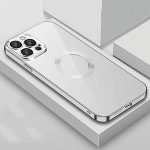 huismerk 9D Galomoplated Edge Lens Film Clear PC + TPU Shockproof Case voor iPhone 13 Pro Max