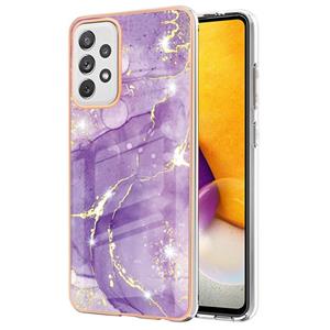 huismerk Voor Samsung Galaxy A72 5G / 4G Electroplating Marmeren Patroon Dual-Side IMD TPU Shockproof Case (Purple 002)