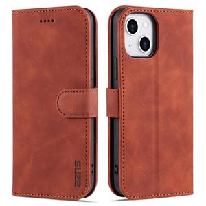 Azns Skin Feel Calf Texture Horizontale Flip Leren Case met Kaart Slots & Houder & Portemonnee voor iPhone 13 (Brown)