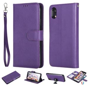 huismerk Voor iPhone XR Solid Color Horizontal Flip Protective Case met Holder & Card Slots & Wallet & Photo Frame & Lanyard(Purple)