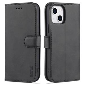 Azns Skin Feel Calf Texture Horizontale Flip Leren Case met Kaart Slots & Houder & Portemonnee voor iPhone 13 (Zwart)