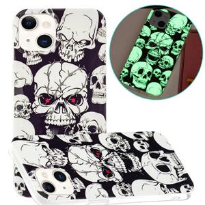 huismerk Lichtgevende TPU Zachte beschermhoes voor iPhone 13 (Skull)