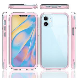 huismerk Voor iPhone 12 Schokbestendig TPU Frame + Clear PC Back Case + PET Screen Protector aan de voorkant(Blauw)