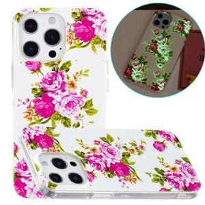 huismerk Luminous TPU Zachte beschermhoes voor iPhone 13 Pro MAX (Rose Flower)