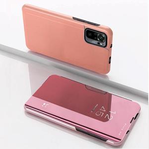 huismerk Voor Xiaomi Redmi Note 10 Pro Plated Mirror Horizontale Flip Lederen Case met Houder (Rose Gold)