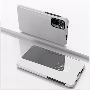 huismerk Voor Xiaomi Redmi Note 10 Pro Plated Mirror Horizontale Flip Lederen Case met Houder (Zilver)