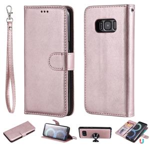 huismerk Voor Galaxy S8 effen kleur horizontale Flip beschermende case met houder & kaartsleuven & portemonnee & foto frame & Lanyard (Rose goud)