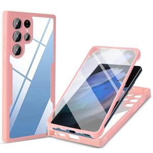 huismerk Voor Samsung Galaxy S22 Ultra 5G Acrylic + TPU 360 graden Volledige dekking Shockproof Phone Case (Pink)