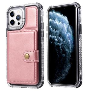 huismerk Portemonnee Kaart Schokbestendige telefooncase voor iPhone 13 (Rose Gold)