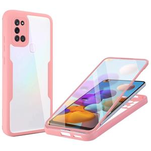 huismerk Voor Samsung Galaxy A21S Acrylic + TPU 360 graden Volledige dekking Shockproof Phone Case (Pink)