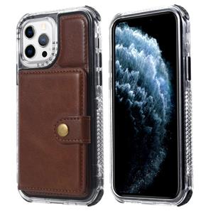 huismerk Portefeuille Kaart Schokbestendige Telefooncase voor iPhone 13 (Bruin)