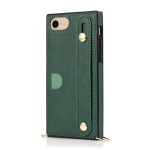 huismerk Voor iPhone 6 Polsband PU+TPU Schokbestendige beschermhoes met Crossbody Lanyard & Holder & Card Slot(Groen)