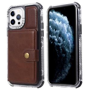 huismerk Portemonnekaart Schokbestendige telefooncase voor iPhone 13 Pro (Brown)