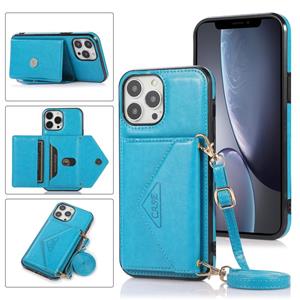 huismerk Multifunctionele Cross-Body Card Bag TPU + PU Back Cover Case met Houder & Card Slot & Portemonnee voor iPhone 13 Pro (Blauw)