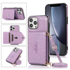 huismerk Multifunctionele Cross-Body Card Bag TPU + PU Back Cover Case met Houder & Card Slot & Portemonnee voor iPhone 13 Pro (Purple)