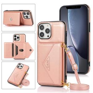 huismerk Multifunctionele Cross-body Card Bag TPU + PU Back Cover Case met Houder & Card Slot & Portemonnee voor iPhone 13 Pro (Rose Gold)