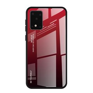 huismerk Voor Galaxy S20 Gradient Color Glass Case(Rood)