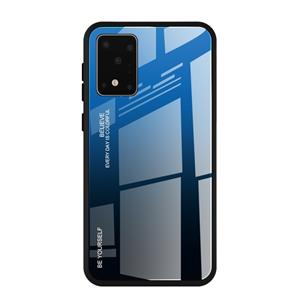 huismerk For Galaxy S20 Gradient Color Glass Case(Blue)