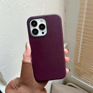 huismerk Effen kleur lederen telefooncase voor iphone 13 (wijn rood)