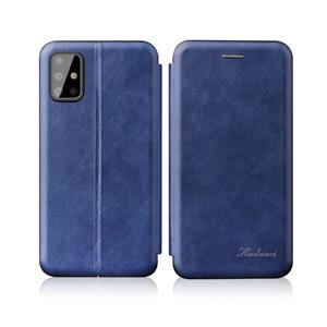 huismerk Voor Samsung Galaxy S21 Ultra 5G ntegrated elektriciteit persen retro textuur magnetische TPU + PU lederen hoesje met kaartsleuf en houder (blauw)