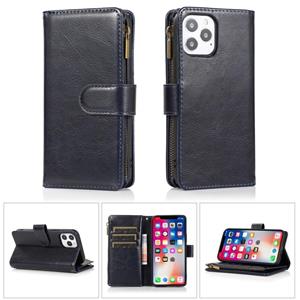 huismerk Multifunctionele Crazy Horse Textuur Horizontale Flip Leren Case met 9 Kaart Slot & Houder & Zipper Wallet & Lanyard voor iPhone 13 Mini