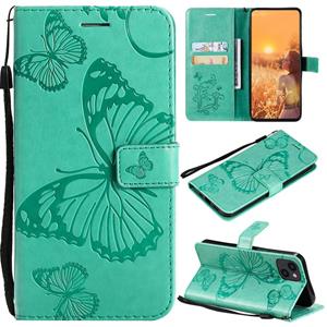 huismerk 3D Butterfly Embossed Pattern Horizontal Flip Leather Case with Holder & Card Slot & Wallet & Lanyard For iPhone 13(Green)