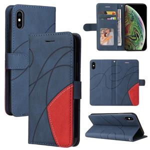 huismerk Dual-Color Splicing Horizontale Flip PU lederen tas met houder & kaart slots & portemonnee voor iPhone XS max