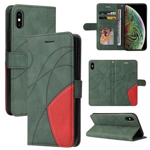 huismerk Dual-Color Splicing Horizontale Flip PU Lederen Case met Houder & Card Slots & Portemonnee voor iPhone XS MAX