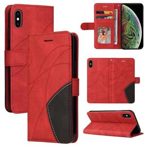 huismerk Dual-Color Splicing Horizontale Flip PU Lederen Case met Houder & Card Slots & Portemonnee voor iPhone XS MAX