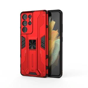 huismerk Voor Samsung Galaxy S21 Ultra 5G Supersonic PC + TPU Schokbestendig Beschermhoesje met Houder (Rood)