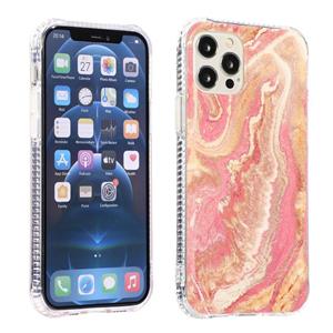 huismerk Sands Marble Double-sided IMD Pattern TPU + Acrylic Case For iPhone 13(Pink)