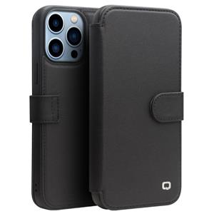 QIALINO magnetische gesp telefoon lederen case met kaartsleuf voor iPhone 13 Pro Max (zwart)