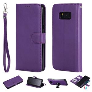 huismerk Voor Galaxy S8+ Solid Color Horizontal Flip Protective Case met Holder & Card Slots & Wallet & Photo Frame & Lanyard(Purple)