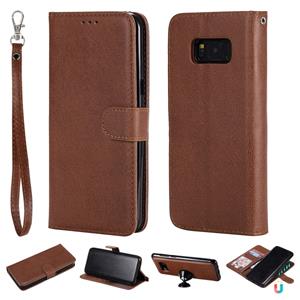 huismerk Voor Galaxy S8+ Solid Color Horizontal Flip Protective Case met Holder & Card Slots & Wallet & Photo Frame & Lanyard(Brown)