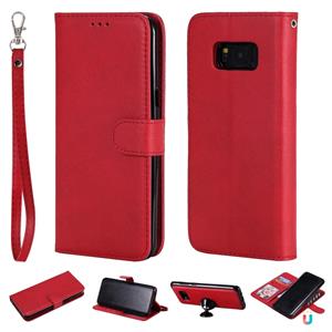 huismerk Voor Galaxy S8+ Solid Color Horizontal Flip Protective Case met Holder & Card Slots & Wallet & Photo Frame & Lanyard(Red)