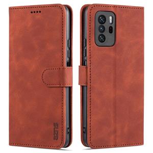 Voor Xiaomi Redmi Note 10 Pro 5G Azns Skin Feel Calf Texture Horizontale Flip Leren Case met Kaart Slots & Houder & Portemonnee (Bruin)