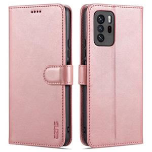 Voor Xiaomi Redmi Note 10 Pro 5G Azns Skin Feel Calf Texture Horizontale Flip Lederen Case met Kaart Slots & Houder & Portemonnee (Rose Gold)