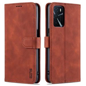 Voor Oppo A16 Azns Skin Feel Calf Texture Horizontale Flip Leren Case met Kaart Slots & Houder & Portemonnee (Bruin)