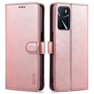 Voor Oppo A16 Azns Skin Feel Calf Textuur Horizontale Flip Lederen Case met Kaart Slots & Houder & Portemonnee (Rose Gold)