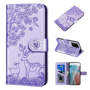 huismerk Voor Samsung Galaxy S20 Ultra Sika Deer Embossing Patroon Horizontale Flip PU Lederen Case met Houder & Card Slot & Portemonnee & Fotolijst (Paars)