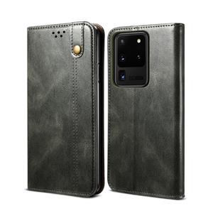 huismerk Voor Samsung Galaxy S20 UItra Simple Wax Crazy Horse Texture Horizontale Flip Lederen case met kaartslots & portemonnee (donkergroen)